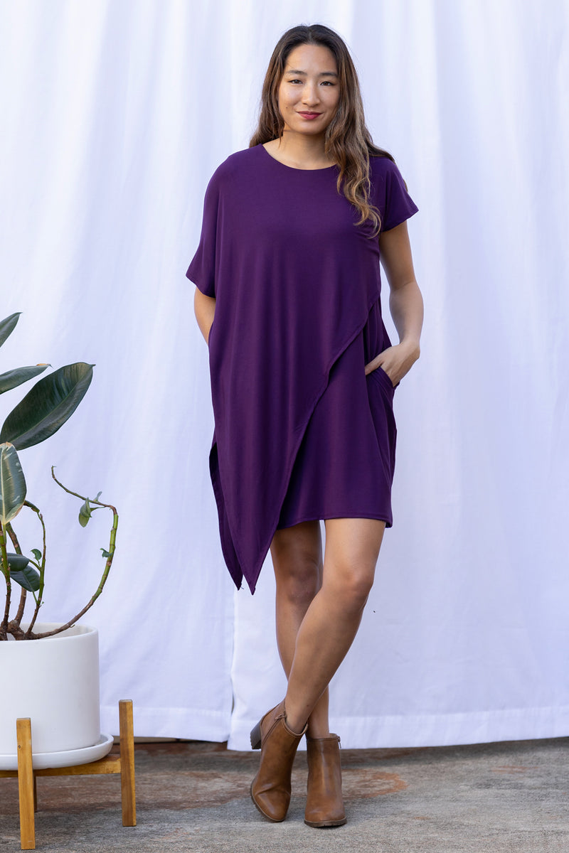 Sienna Asymmetrical Dress (Midnight Purple)