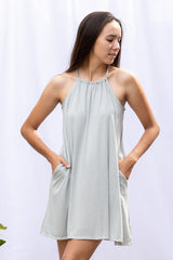 Audrey Slip Dress (Sage Stripe)