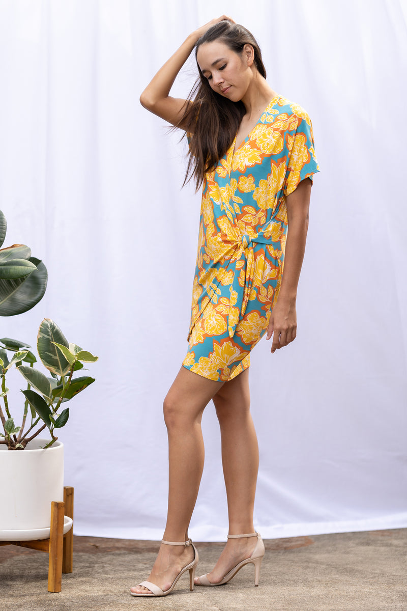 Diedre Wrap Dress (Golden Bloom)