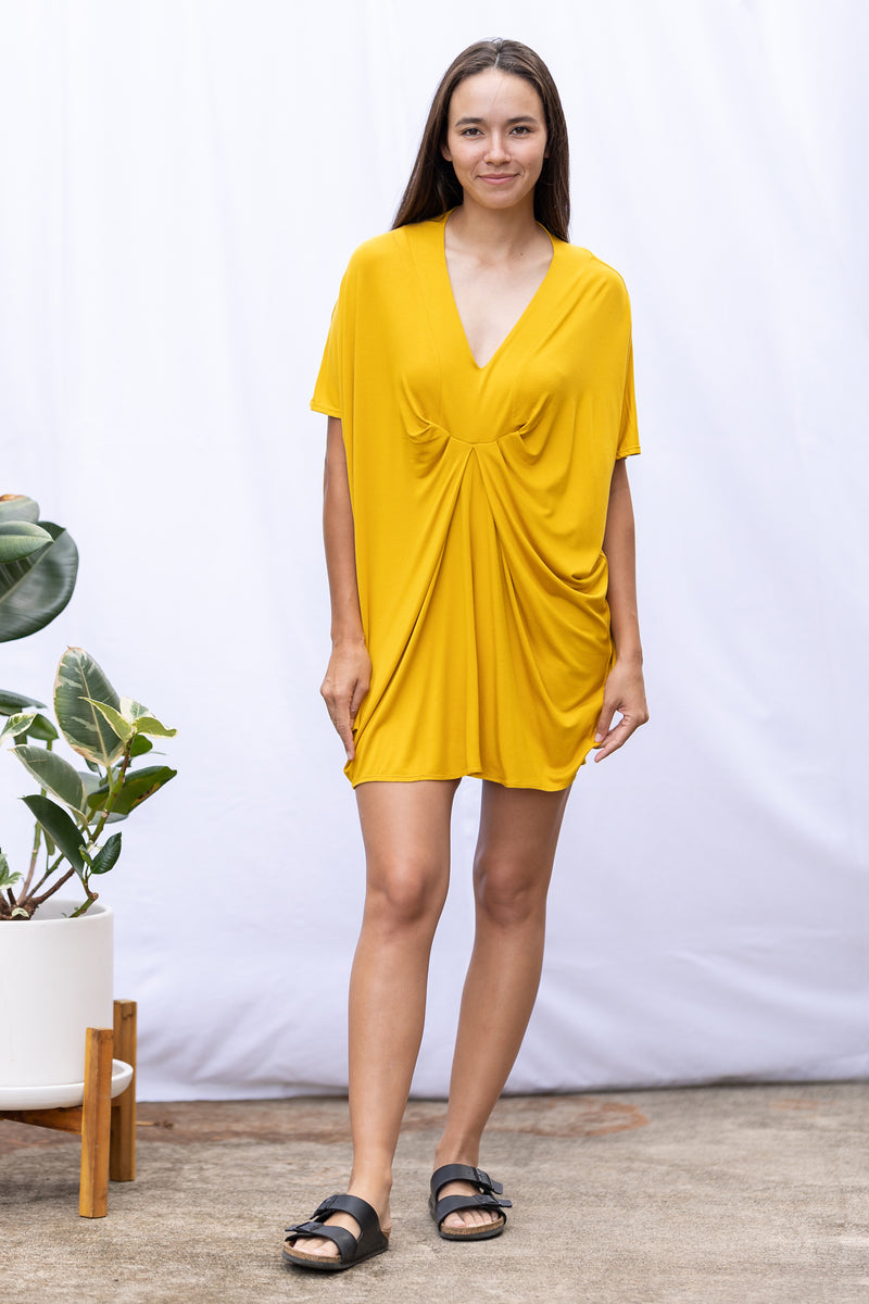 Jade Pleated Kaftan Dress (Dandelion)