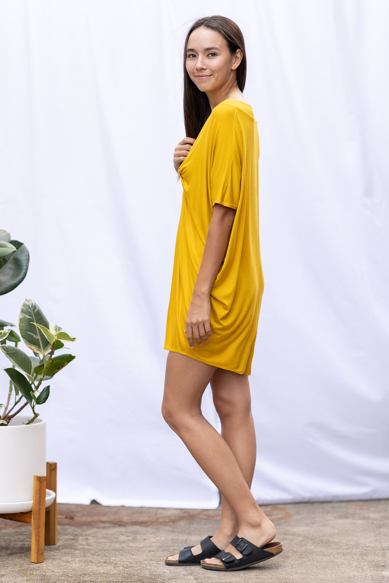 Jade Pleated Kaftan Dress (Dandelion)