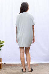 Jade Pleated Kaftan Dress (Sage Stripe) - XS