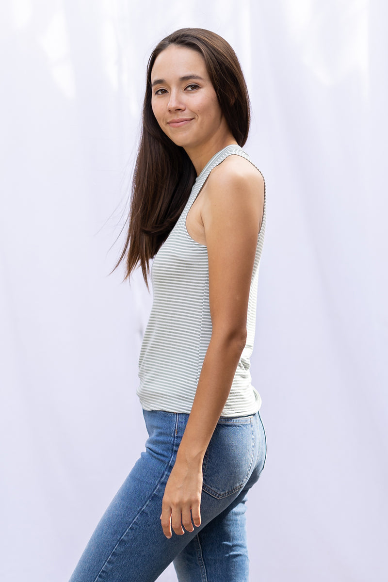 Logan Tank (Sage Stripe)