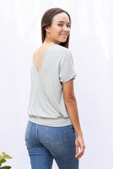 Luna Wrap Top (Sage Stripe) - XS