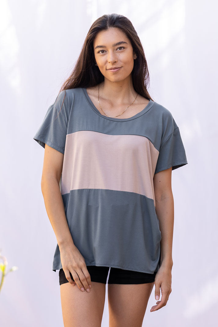 Austin Colorblock Tee (Storm/Cocoa)