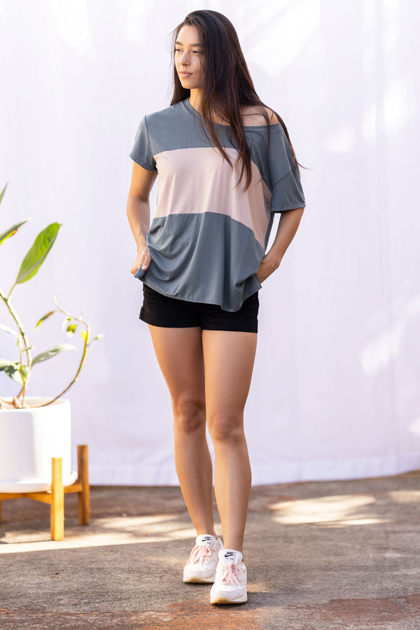 Austin Colorblock Tee (Storm/Cocoa)