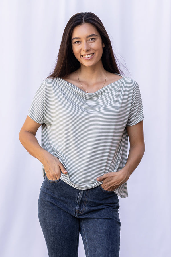 Brooke Top (Sage Stripe)