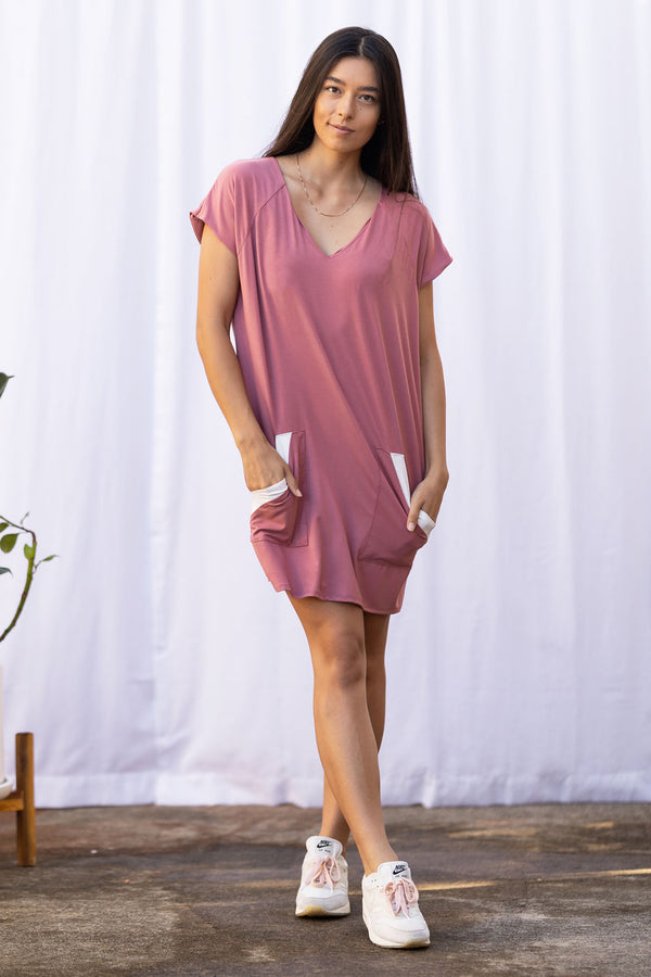 Dawn V-Neck Dress (Desert Rose)