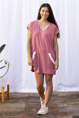 Dawn V-Neck Dress (Desert Rose)