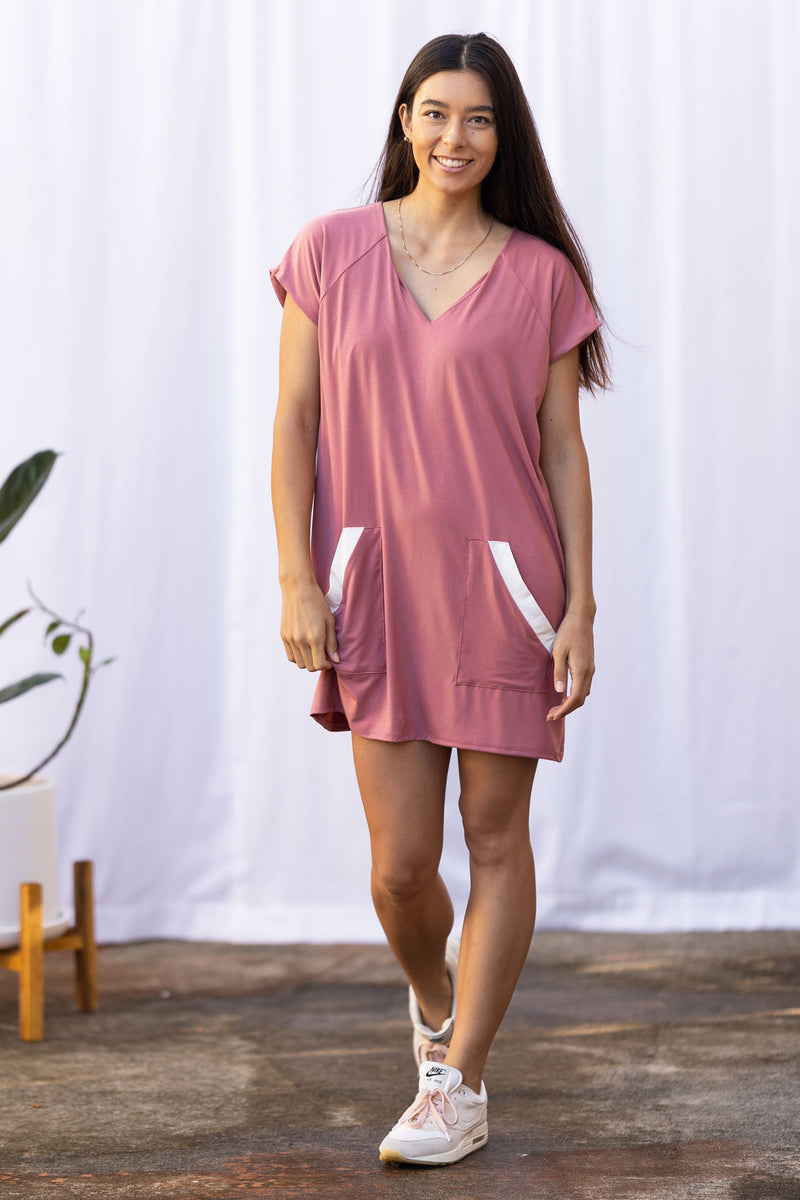 Dawn V-Neck Dress (Desert Rose)