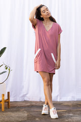 Dawn V-Neck Dress (Desert Rose)