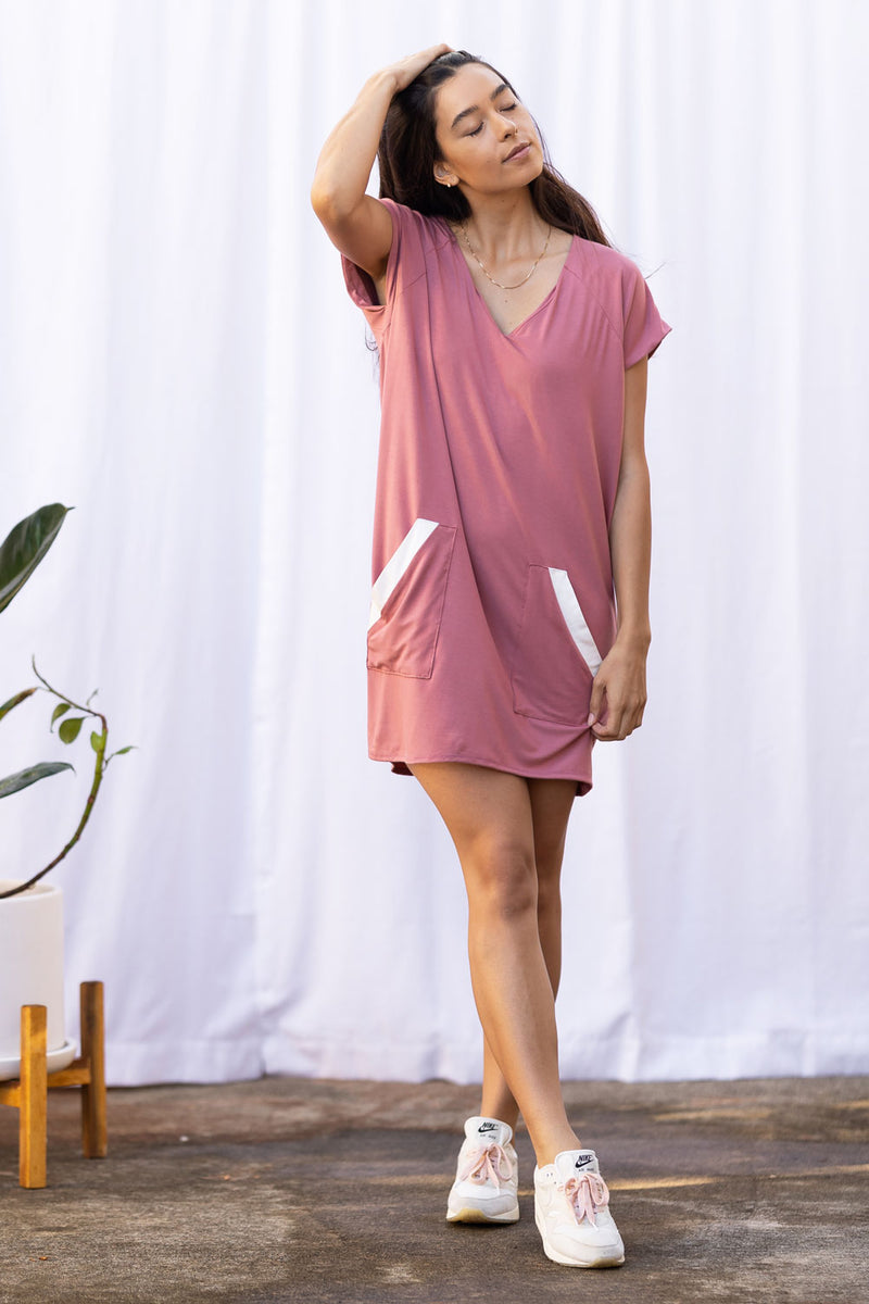 Dawn V-Neck Dress (Desert Rose)
