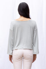 Dee Dee Wide Sleeve Top (Sage Stripe)