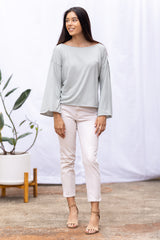 Dee Dee Wide Sleeve Top (Sage Stripe)