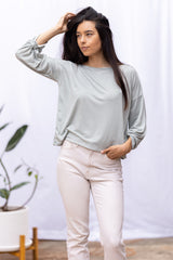 Dee Dee Wide Sleeve Top (Sage Stripe)