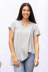 Gemma Asymmetrical Tunic (Sage Stripe) - M
