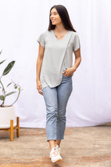 Gemma Asymmetrical Tunic (Sage Stripe) - M