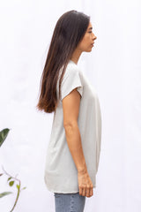 Gemma Asymmetrical Tunic (Sage Stripe) - M