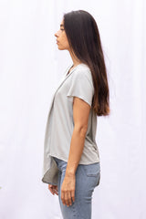 Gemma Asymmetrical Tunic (Sage Stripe) - M