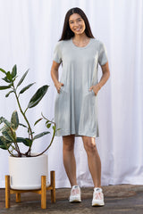 Harper Paneled Dress (Sage Stripe)