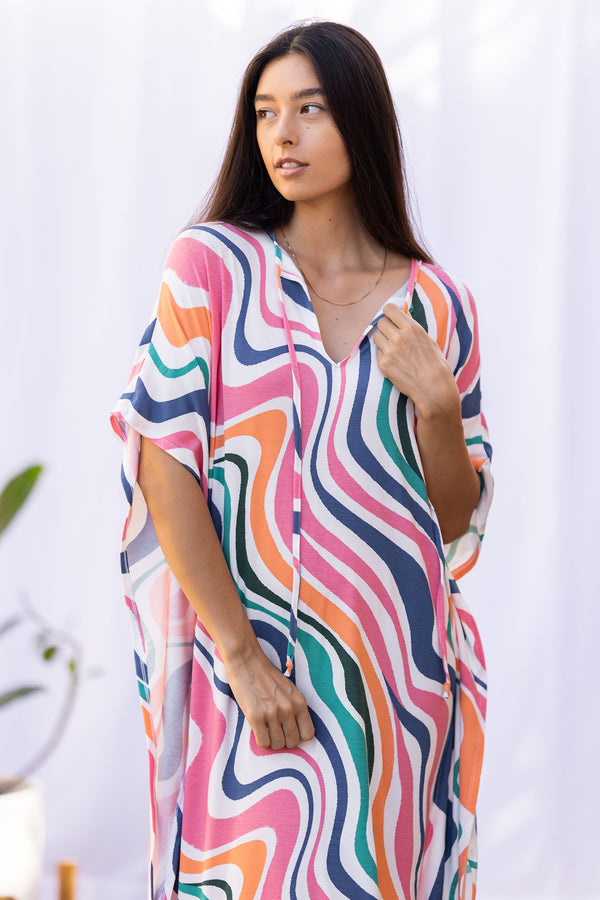 Mahina Kaftan Maxi (Retro Rainbow)