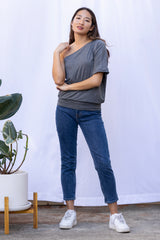 Leilani One-Shoulder Top (Charcoal)