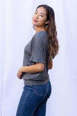 Leilani One-Shoulder Top (Charcoal)