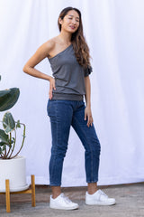 Leilani One-Shoulder Top (Charcoal)