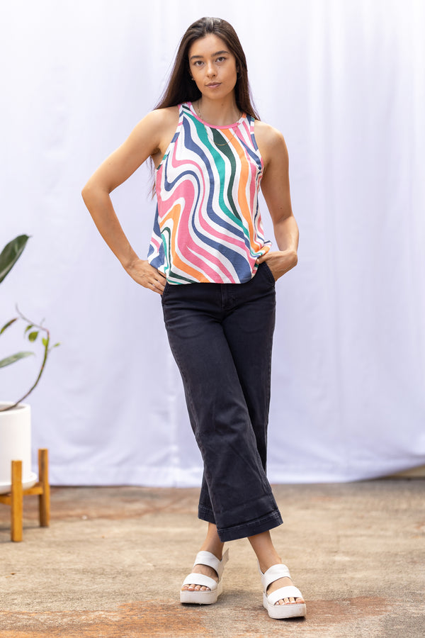 Michael Racer Tank Top (Retro Rainbow)