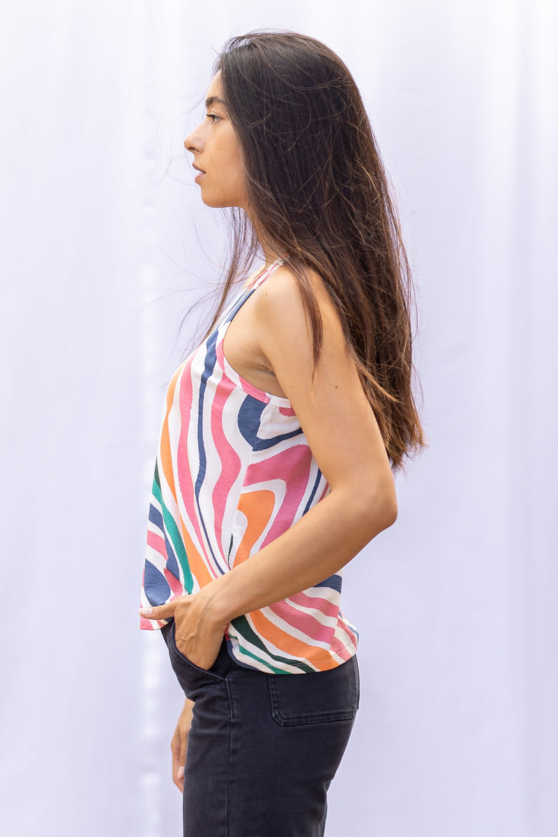 Michael Racer Tank Top (Retro Rainbow)