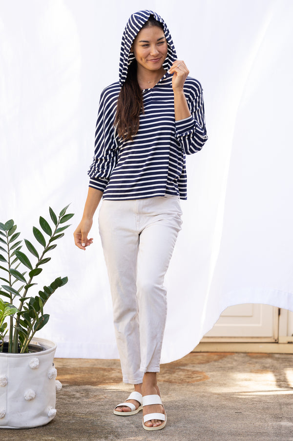 Bella Hoodie (Navy Stripe)