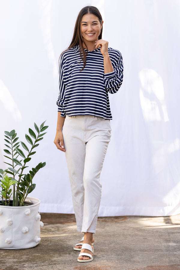 Bella Hoodie (Navy Stripe)