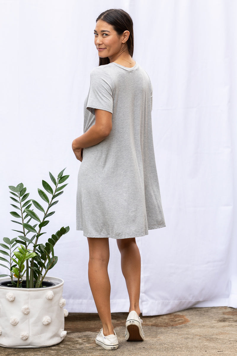 Harper Paneled Dress (Heather Grey)