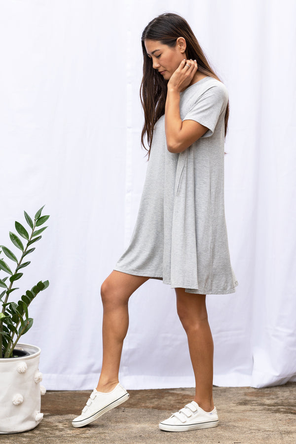 Harper Paneled Dress (Heather Grey)