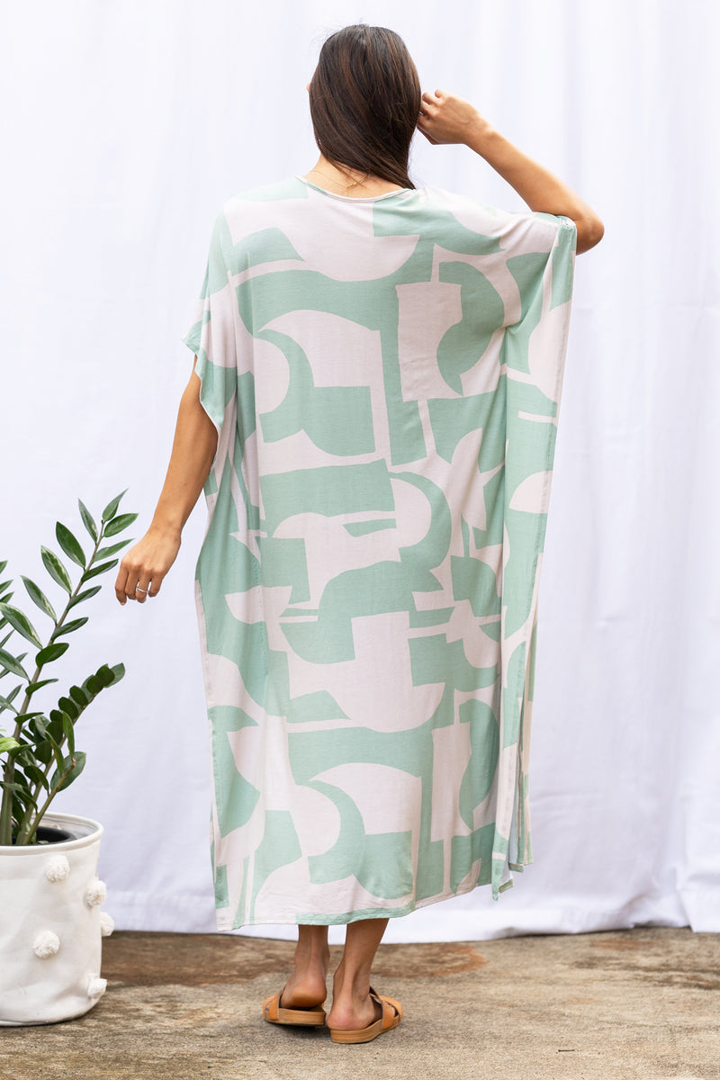 Mahina Kaftan Maxi (Sea Salt Deco Print)