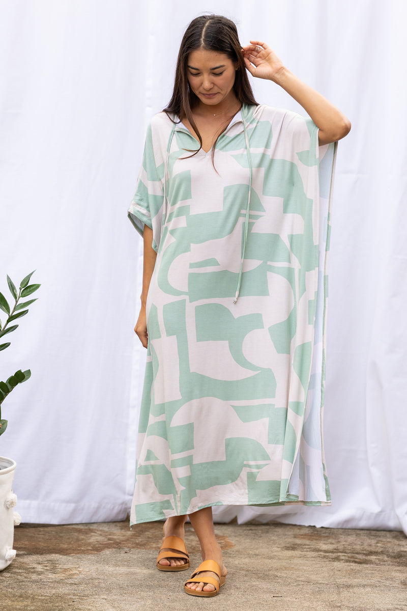 Mahina Kaftan Maxi (Sea Salt Deco Print)
