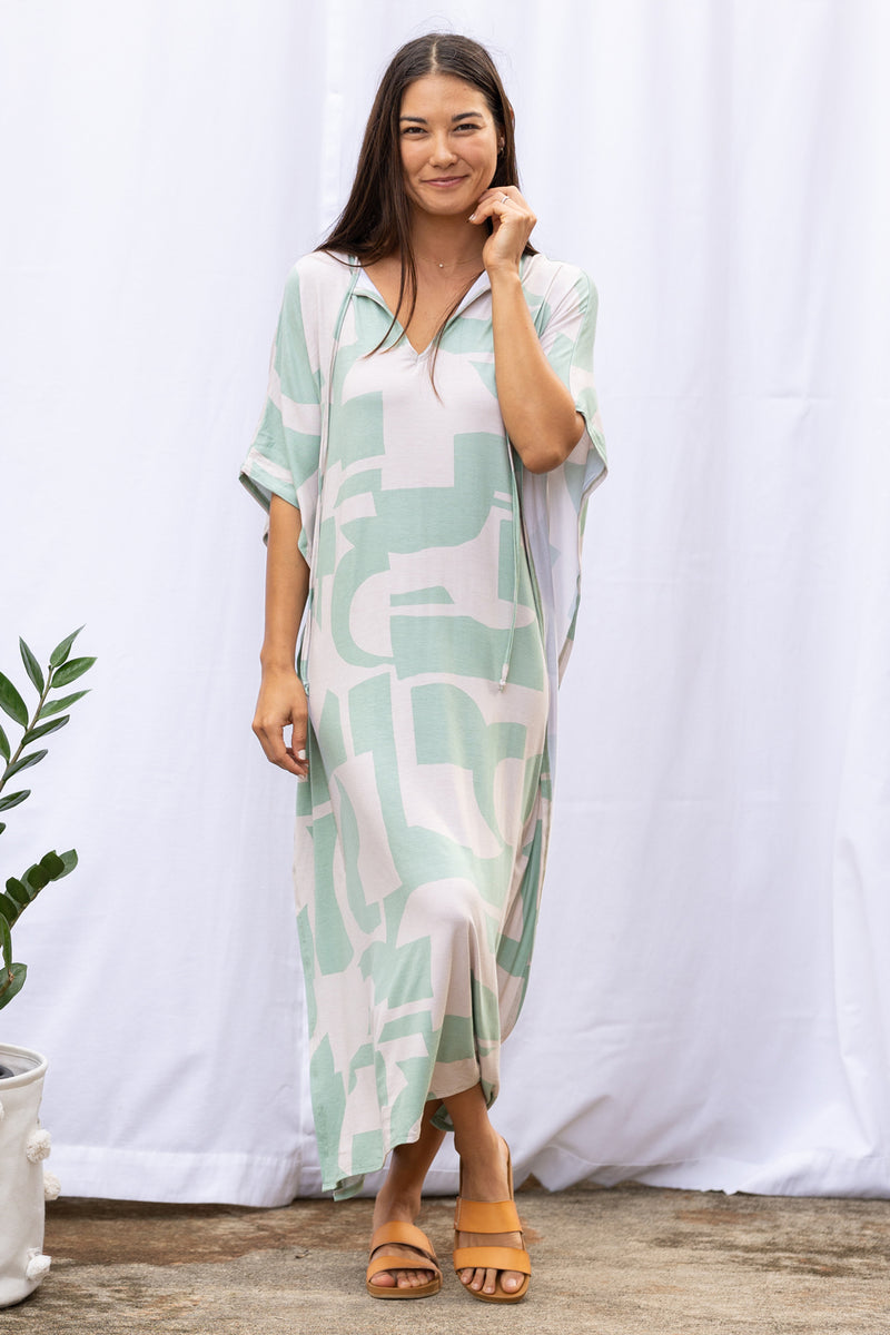 Mahina Kaftan Maxi (Sea Salt Deco Print)