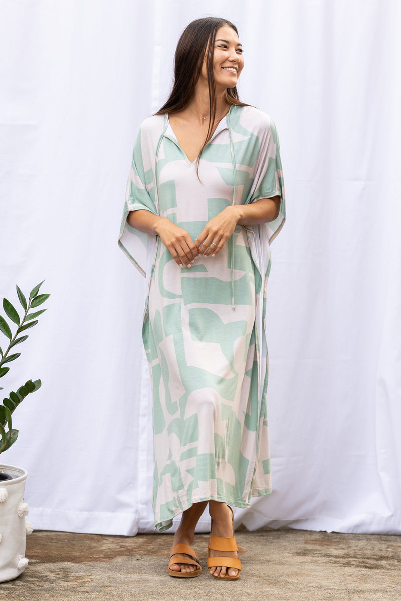 Mahina Kaftan Maxi (Sea Salt Deco Print)