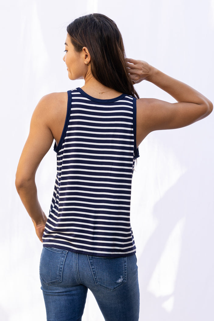Michael Racer Tank Top (Navy Stripe)