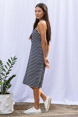 Milly Cross Back Dress (Navy Stripe)