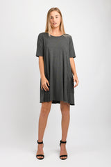 Basic T-Shirt Dress (Charcoal) - O/S