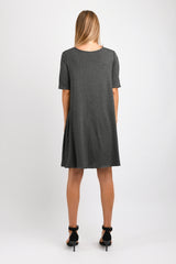 Basic T-Shirt Dress (Charcoal) - O/S