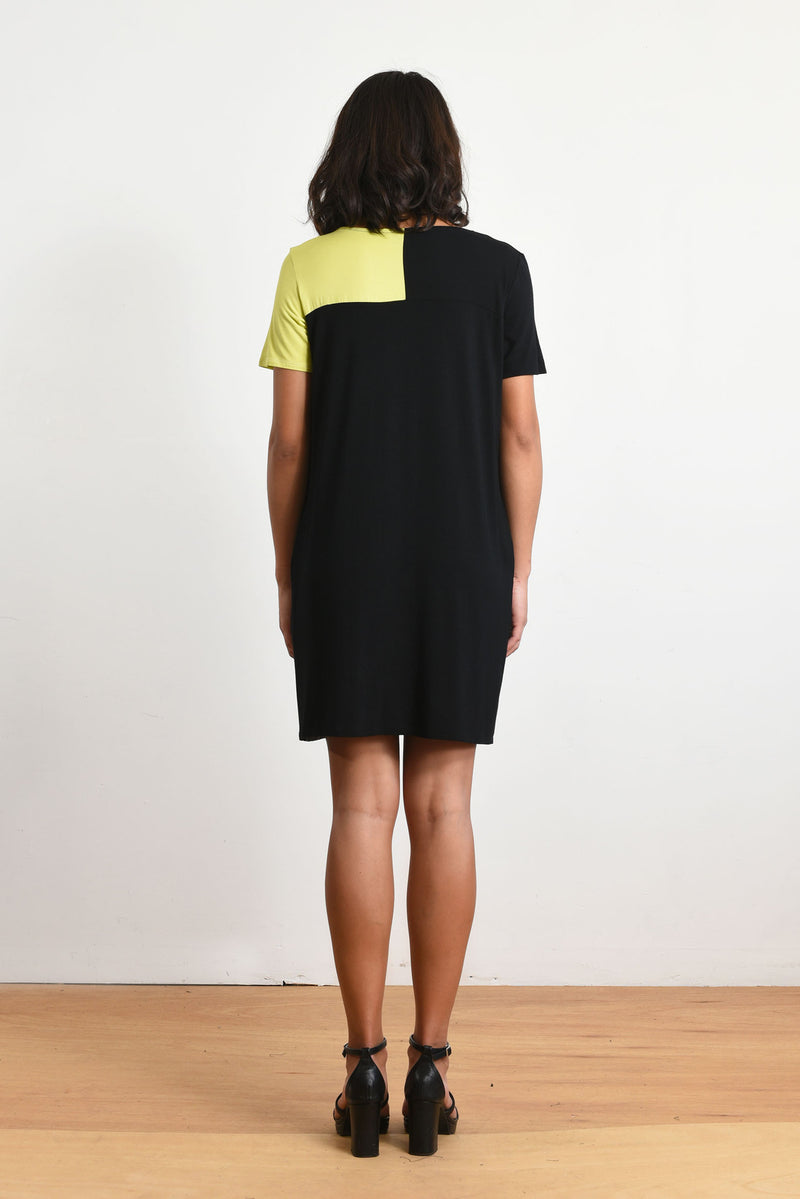 Samantha Dress (Black/Lime) - S