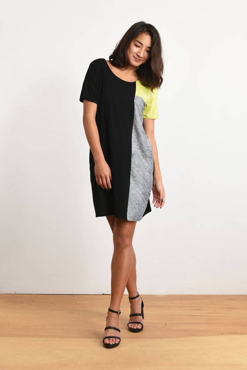 Samantha Dress (Black/Lime) - S