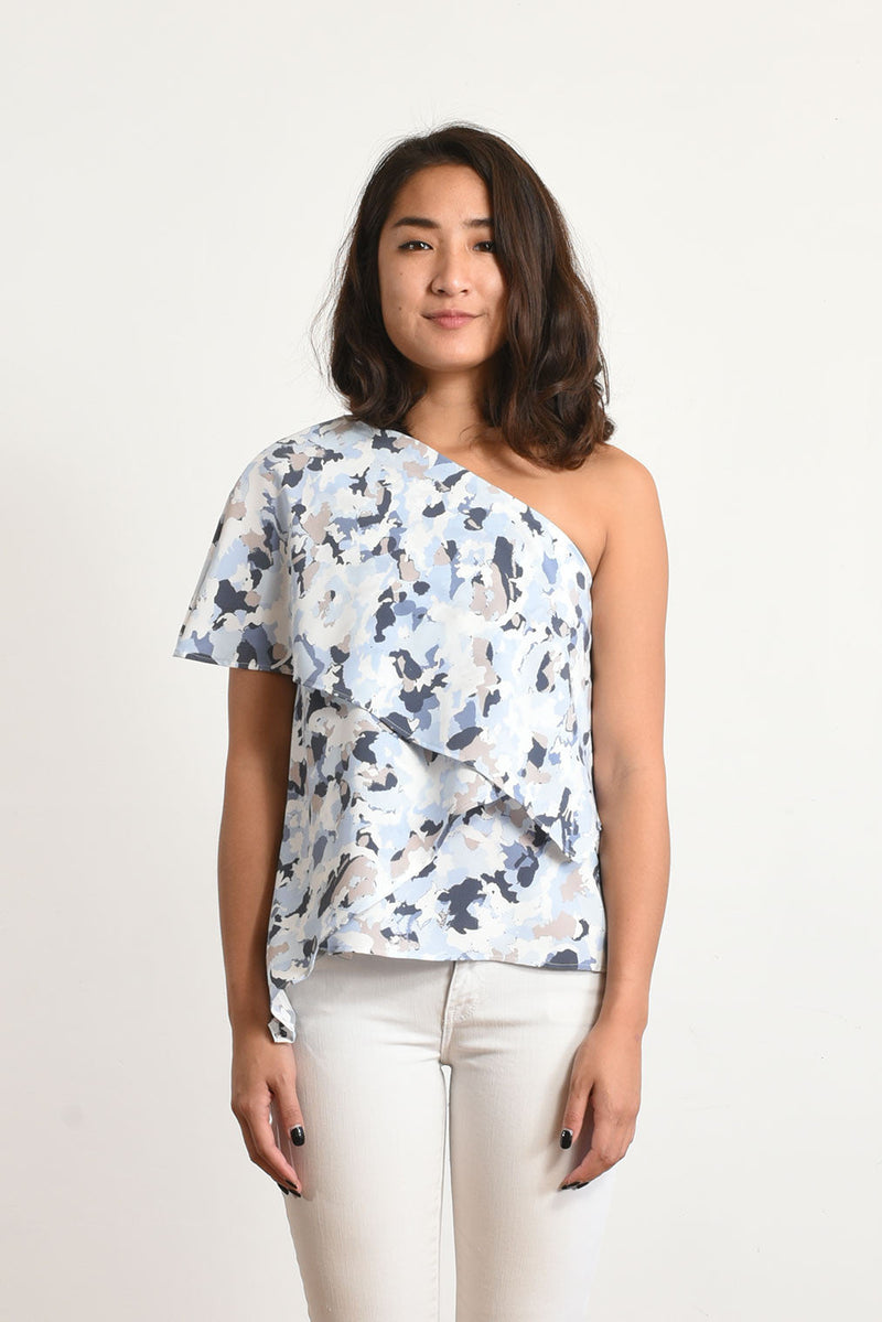 Ella One-shoulder Top (Winter Camo) - S
