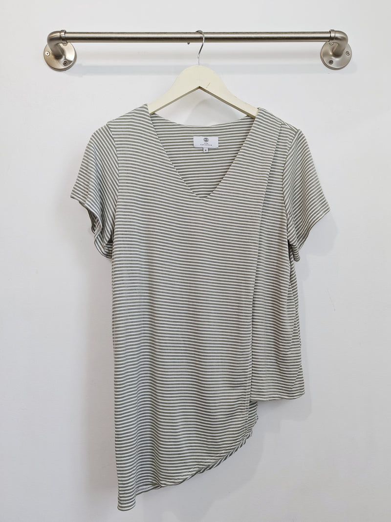 Gemma Asymmetrical Tunic (Sage Stripe) - M