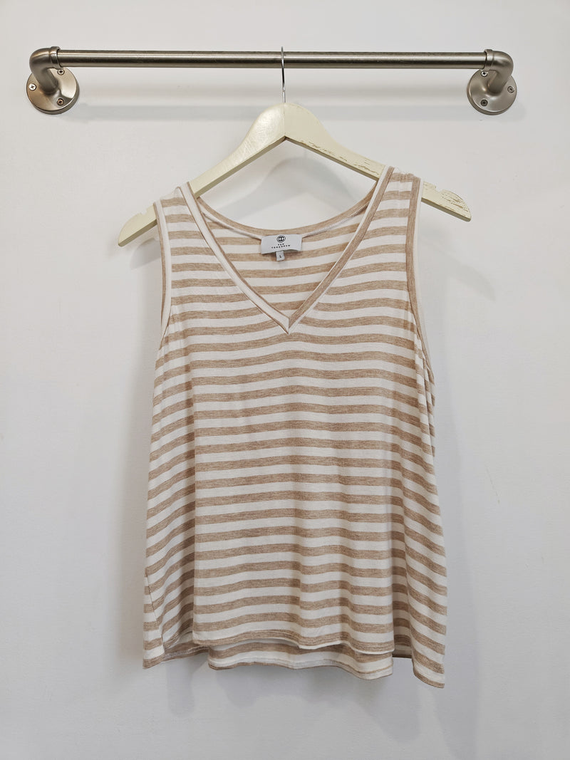 Nikki Tank Top (Oatmeal Stripe) - L