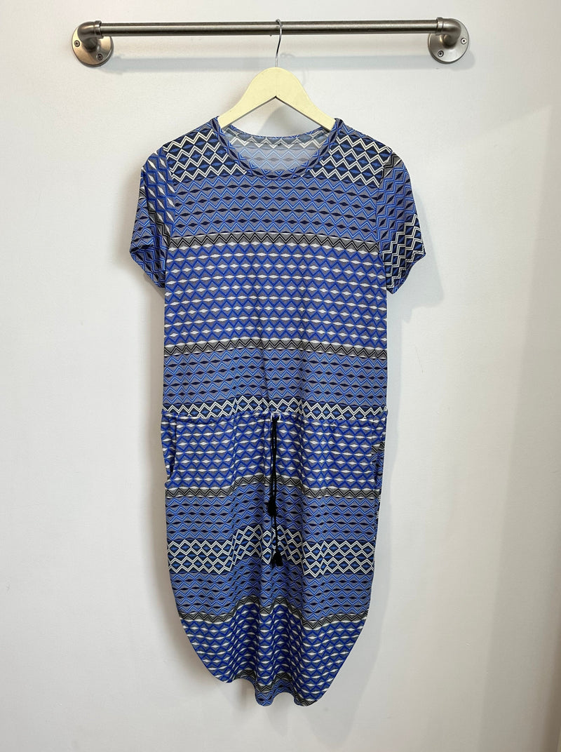 Mark Tie Waist Dress (Diamond Print) - S