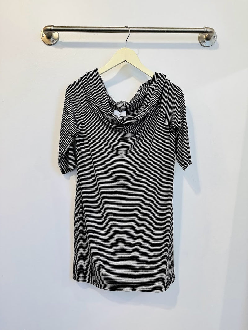 Ariana Off Shoulder Dress (Black Stripe) - M
