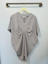 Jade Pleated Kaftan Dress (Oxford Stripe) - S